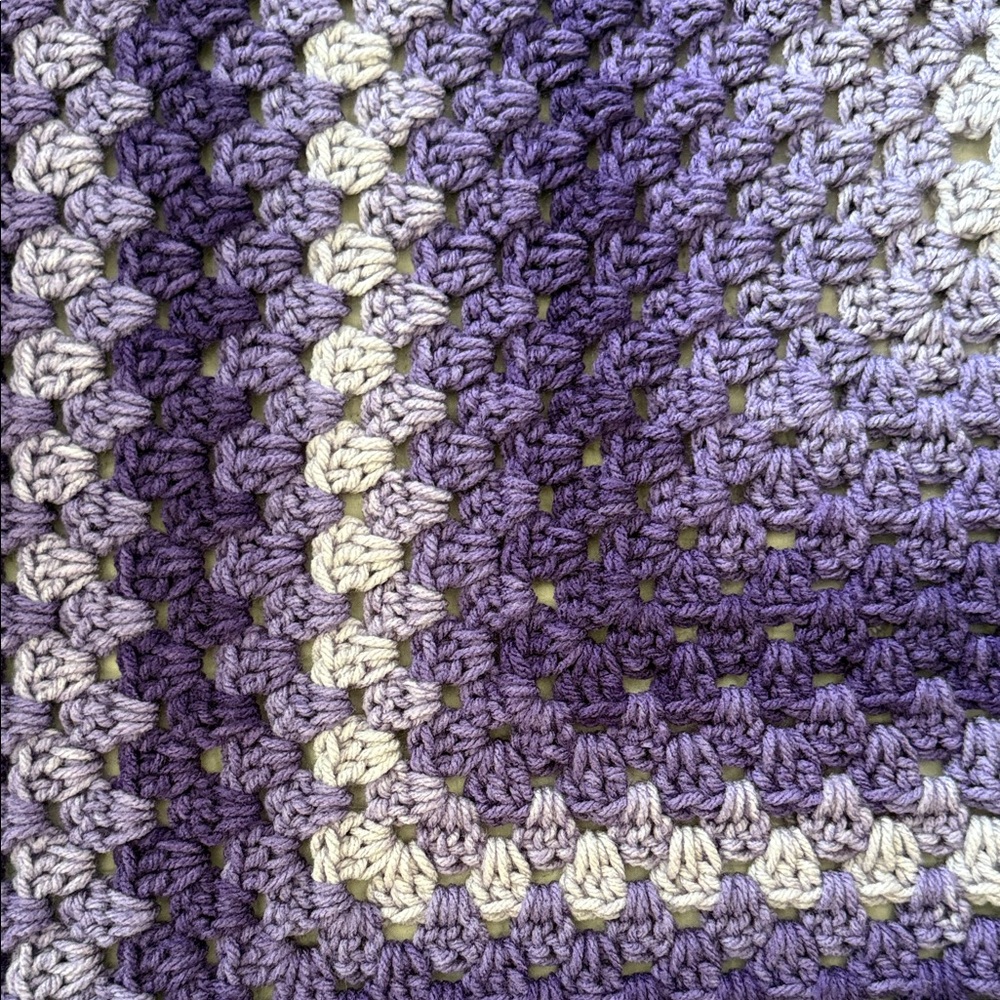Purple and Cream Hand Crafted Acrylic, Crochet Blanket
Baby - Picture 4 of 4